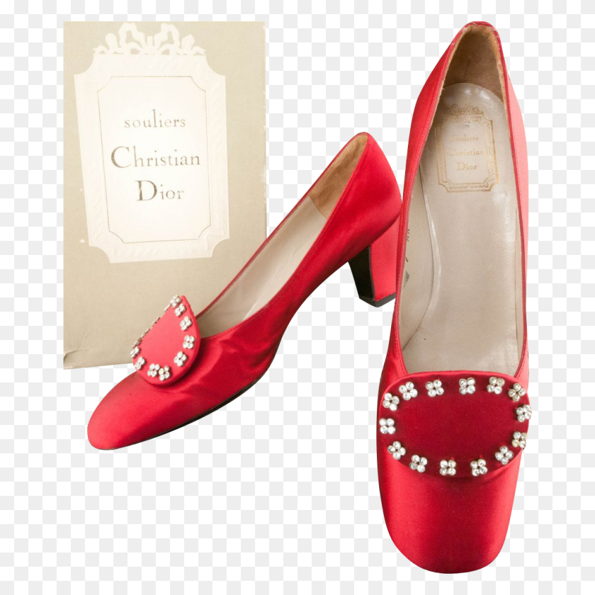 1013x1013 Christian Dior Ca Zapatos De Satén Rojo Sin Zapatos De Satén - Zapatillas Ruby Png