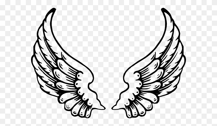 600x428 Christian Symbol Black Line Art For Kids Angel Wings Clip Art - X Wing Clipart