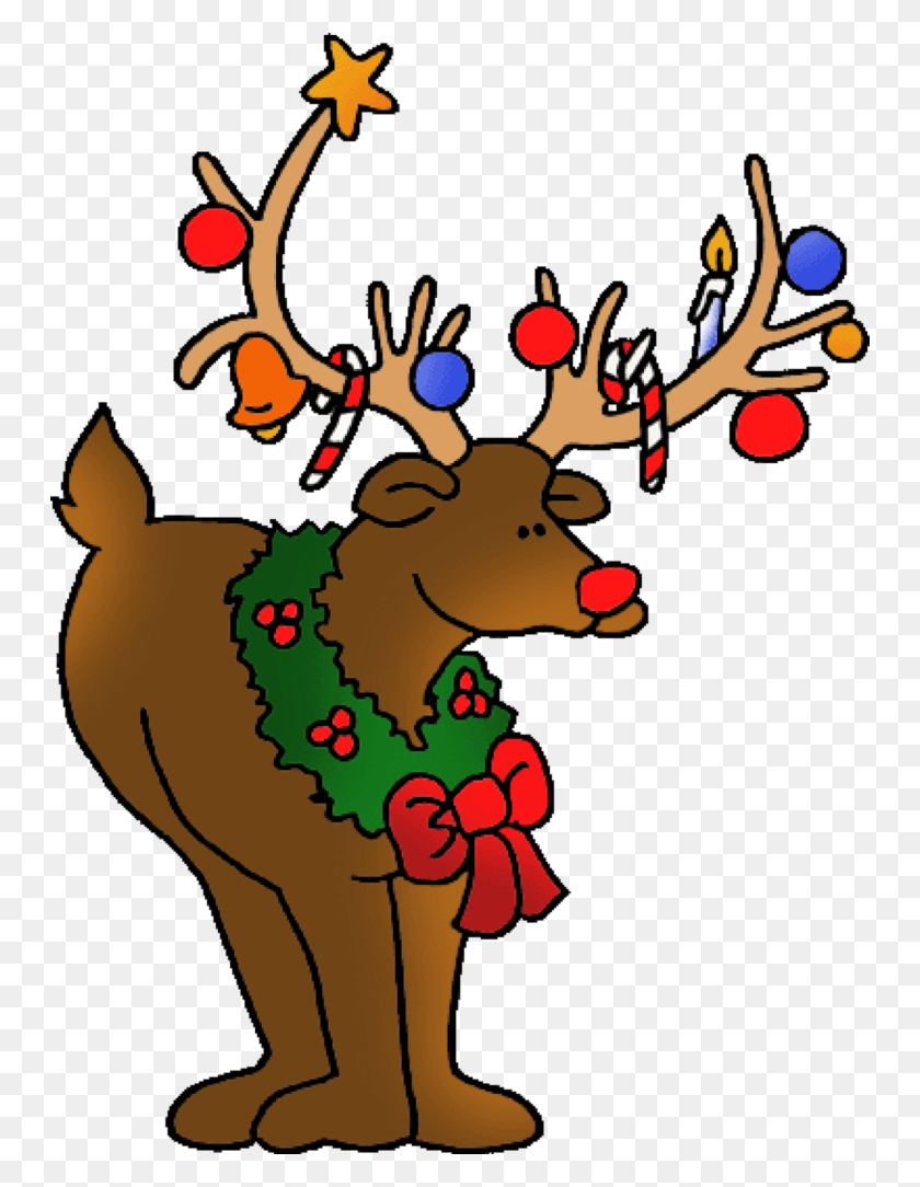 748x1024 Christmas Animals Clipart Winging - Woodland Deer Clipart