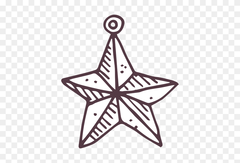512x512 Christmas Ball Star Shape Hand Drawn Icon - Star Shape PNG