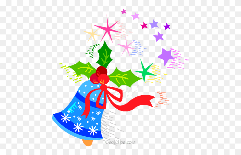 478x480 Campana De Navidad Con Acebo Royalty Free Vector Clipart - Christmas Greetings Clipart