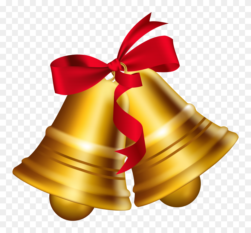 7000x6457 Christmas Bells With Bow Png Clip Art Gallery - Church Clipart PNG
