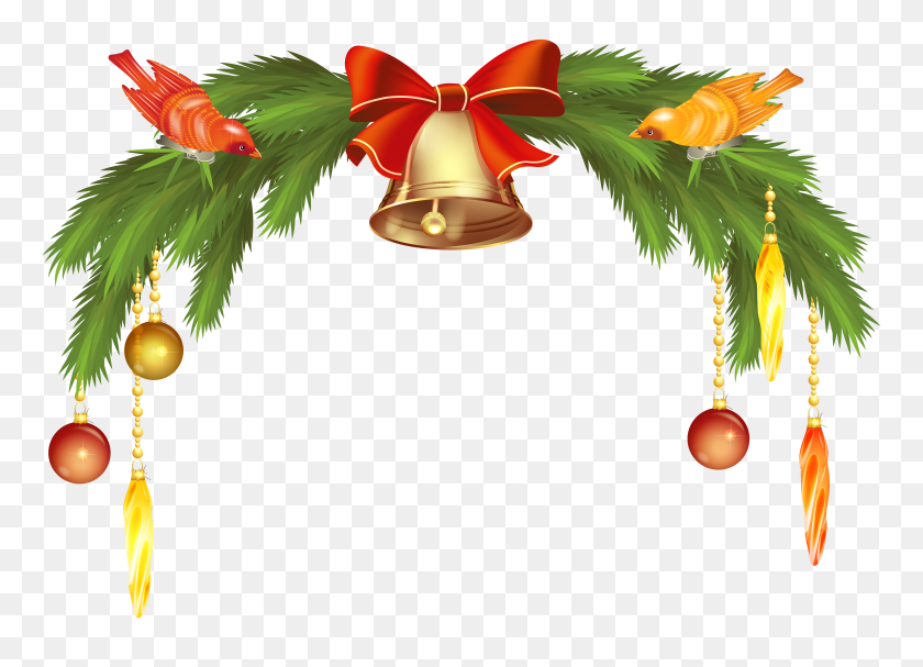 6972x4895 Christmas Bells With Pine Branch Png Clip Art Gallery - Pine Branch Clipart