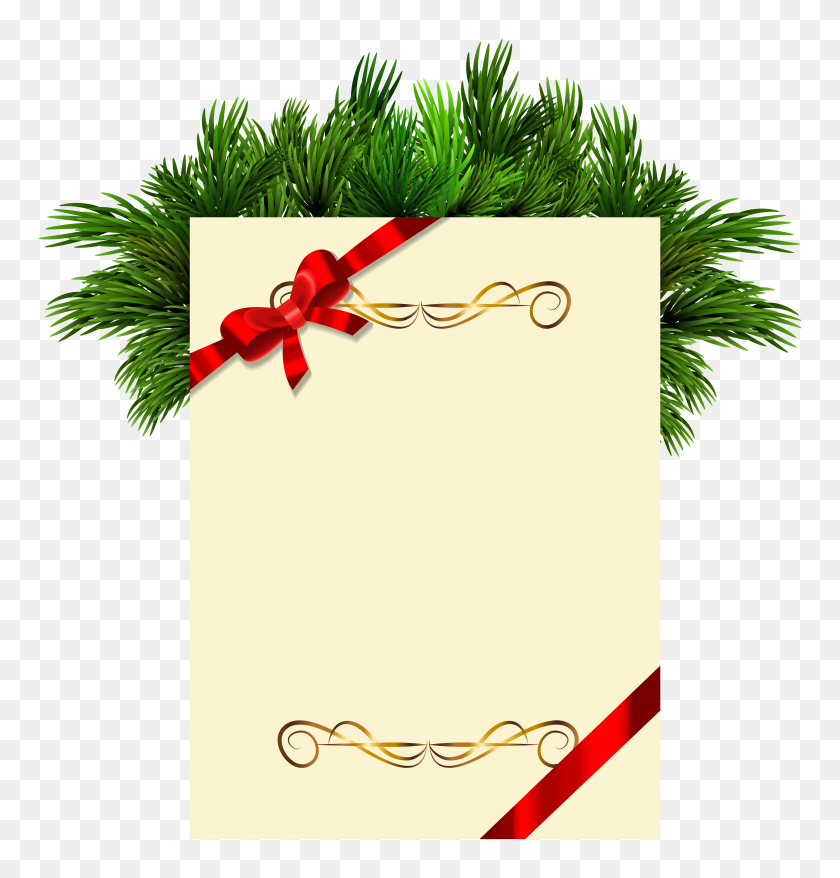 5860x6147 Christmas Blank With Pine Branches Png Clipart Gallery - Pine Branch PNG