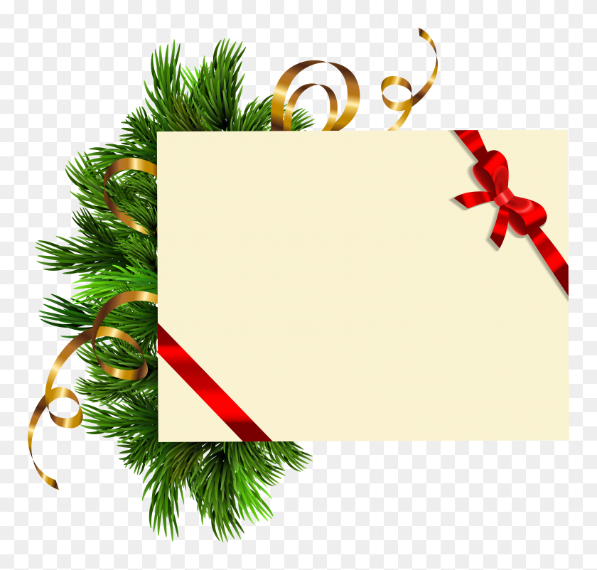 6346x6043 Christmas Blank With Pine Branches Png Clipart Gallery - Pine Tree Branch PNG