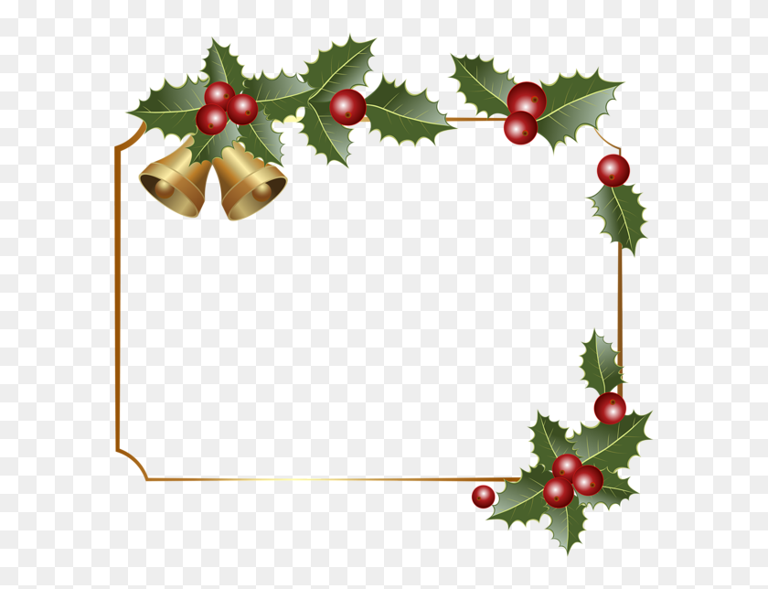 600x584 Christmas Border Decor With Bells Png Clipart Gallery - Glitter Frame Clipart