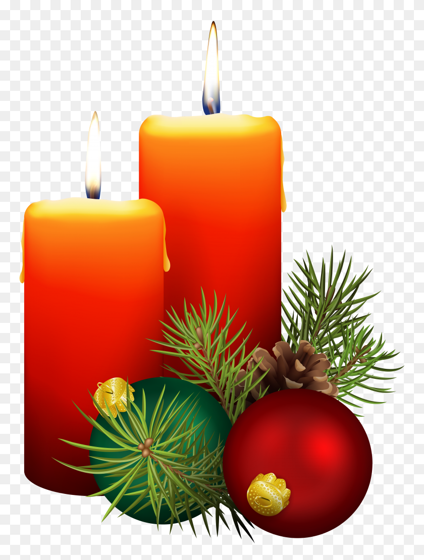 5940x8000 Christmas Candles Png Clip Art - Pine Branch Clipart