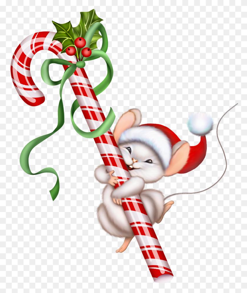1700x2038 Christmas Candy Cane And Mouse Png - Mouse PNG