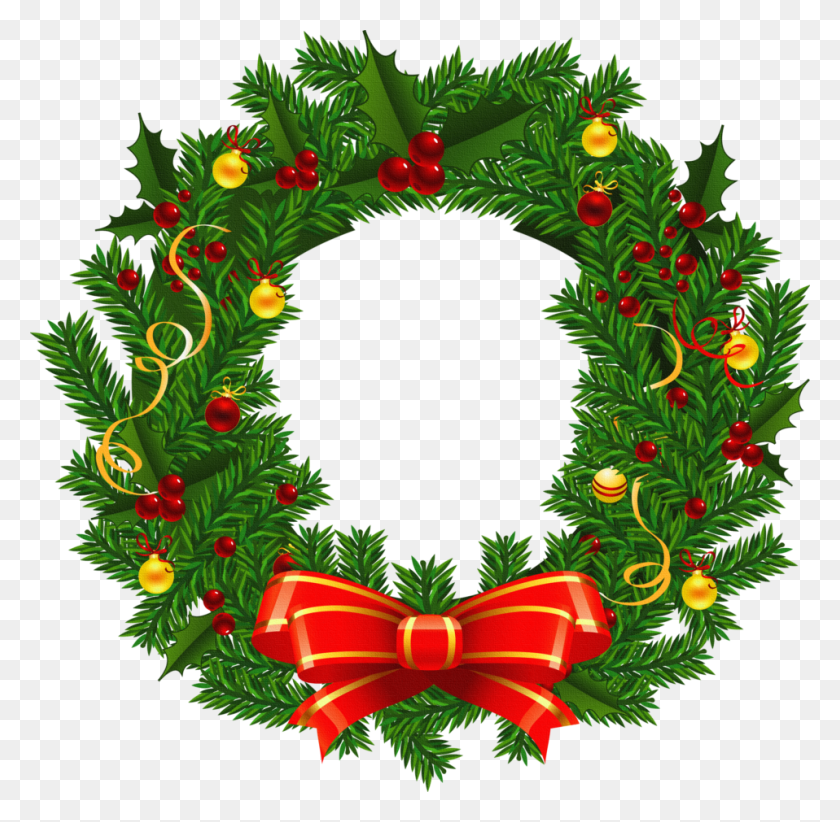 958x937 Christmas Cardinal Clipart Vintage Wreath Cliprt Free Download - Free Wreath Clip Art