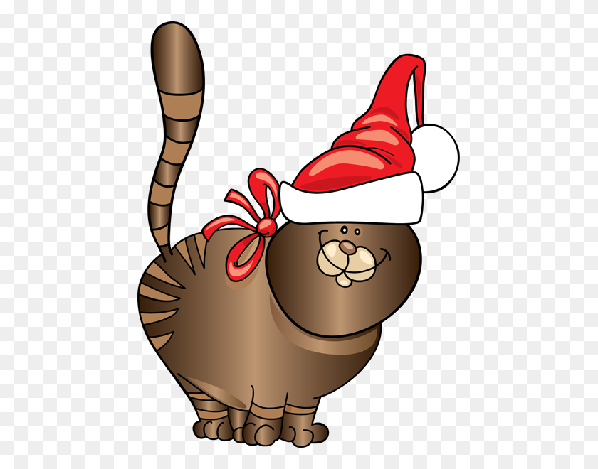 453x600 Рождественский Клипарт С Кошкой Посмотрите На Рождественский Рисунок С Изображением Кошки - Кошачье Сердце Клипарт