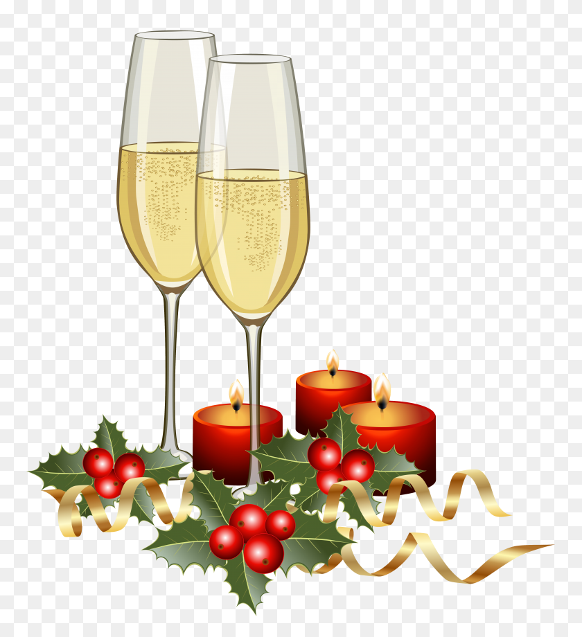 5603x6181 Рождественское Шампанское И Свечи Png Клипарт Галерея - Шампанское Png