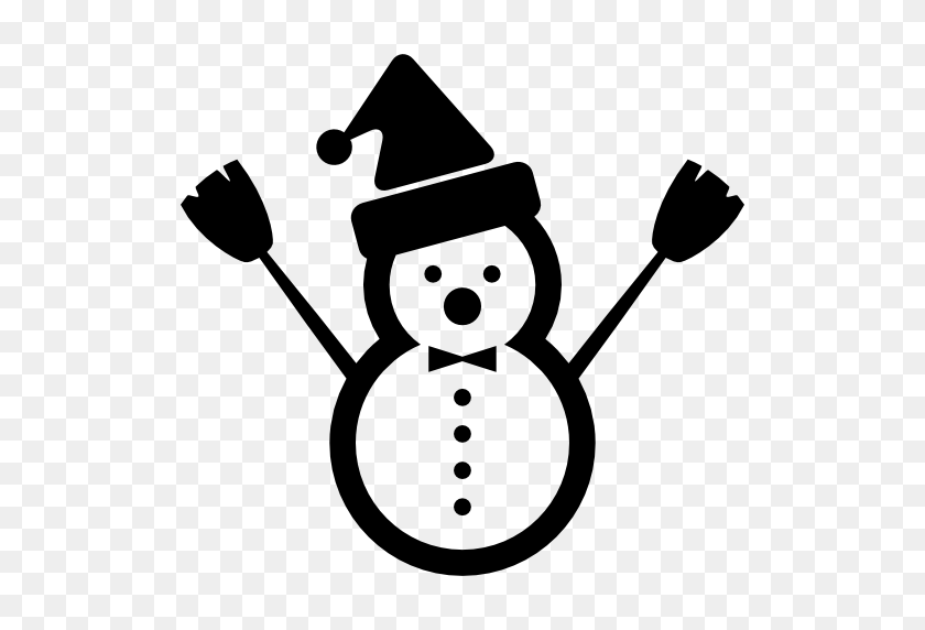 512x512 Christmas, Character, Bonnet, Xmas, Santa, Snowman, Winter, Santa - Snowman Clipart Black And White