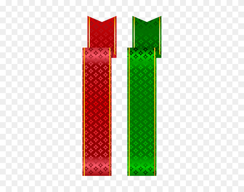 318x600 Christmas Clip Art - Green Banner Clipart
