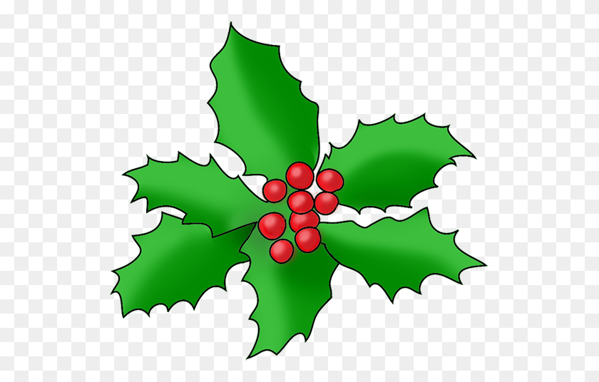 531x476 Christmas Clip Art - Holly Leaves PNG