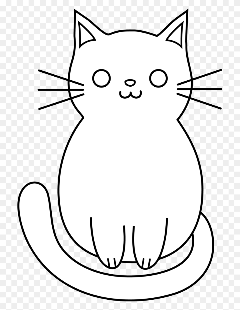717x1024 Christmas Clip Art Black And White Free Cat Clipart - Kitten Clipart