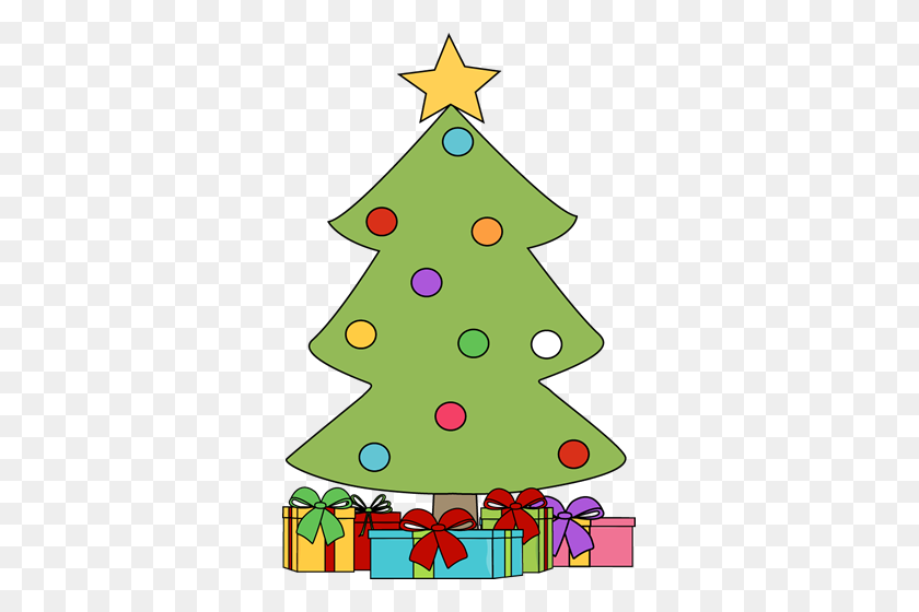 323x500 Christmas Clip Art Christmas Tree With Gifts Clip Art - Wrapped Present Clipart
