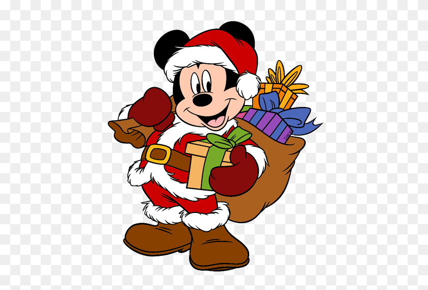 450x509 Christmas Clipart Mickey Mouse - Mickey Mouse Christmas Clipart
