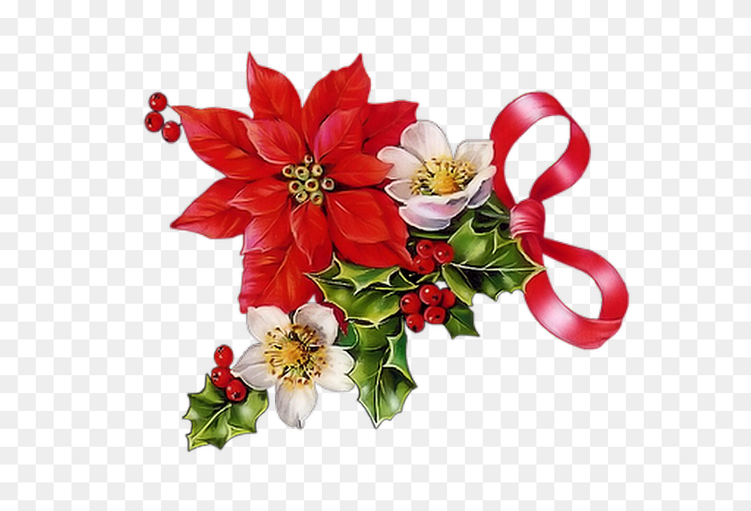 656x512 Christmas Decoupage Decoupage - Poinsettia PNG
