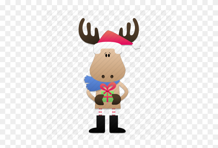 512x512 Christmas, Deer, Elk, Fun, Gift, Santa Icon - Elk Head Clip Art