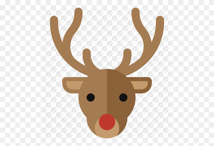 512x512 Christmas, Deer, Horn, Moose, Red Nose, Reindeer, Rudolph Icon - Rudolph Nose PNG