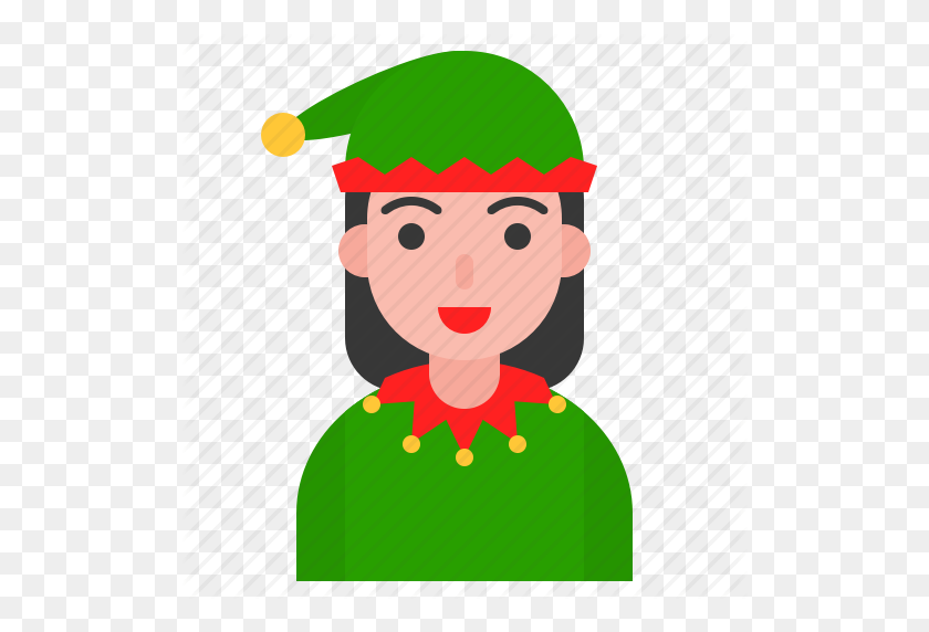 512x512 Christmas, Elf, Fancy, Girl, Party, Xmas Icon - Elf Ears Clipart