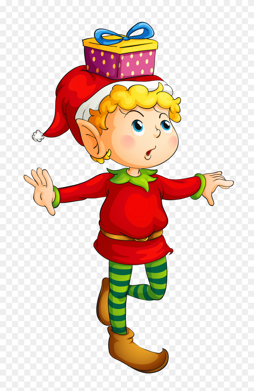 2224x3510 Christmas Elf With Gift Png - Elf PNG