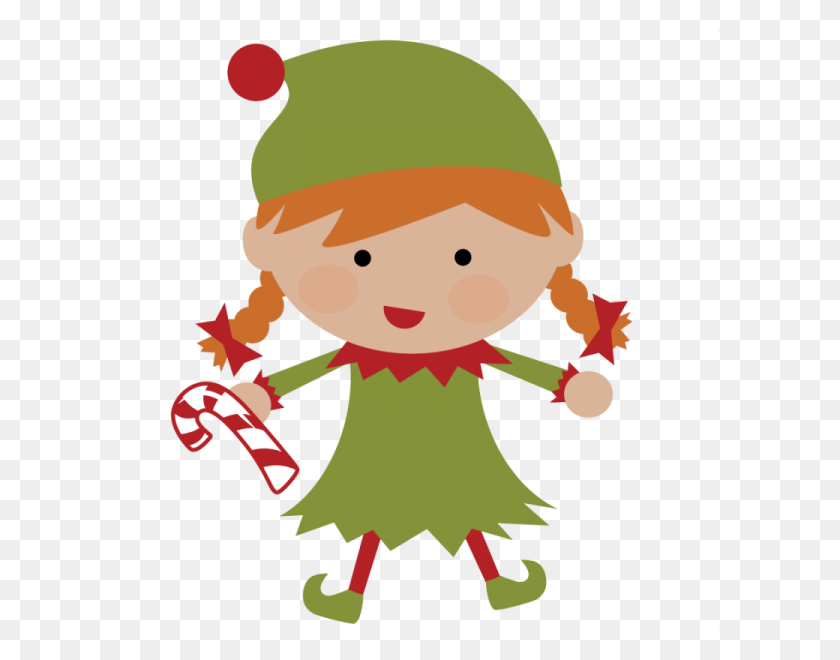 600x600 Christmas Elves Clip Art - Girl Elf Clipart