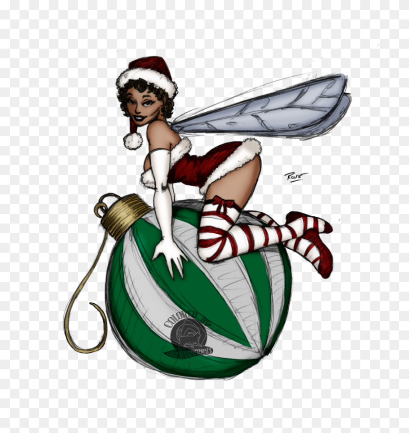 866x923 Christmas Fairy Pinup - Pin Up Clip Art