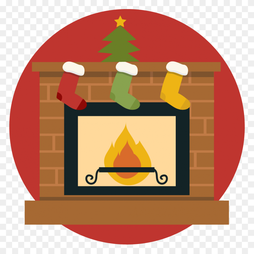 1026x1026 Christmas Fireplace Decoration Clip Art - Fireplace Clipart