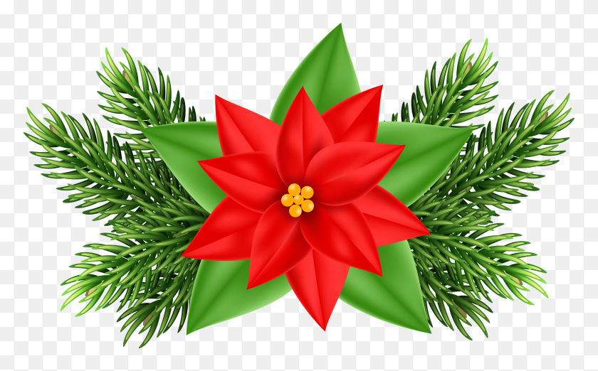 6000x3560 Christmas Flower Png - Free Christmas Banner Clipart