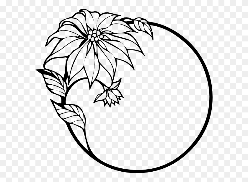 600x555 Christmas Flower Png, Clip Art For Web - Black And White Flower PNG
