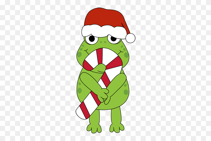 238x500 Christmas Frog With Candy Cane Clip Art Clip Art - Toad Clipart