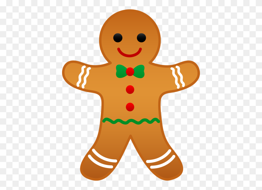 442x550 Christmas Gingerbread Man - Holiday Lights Clipart