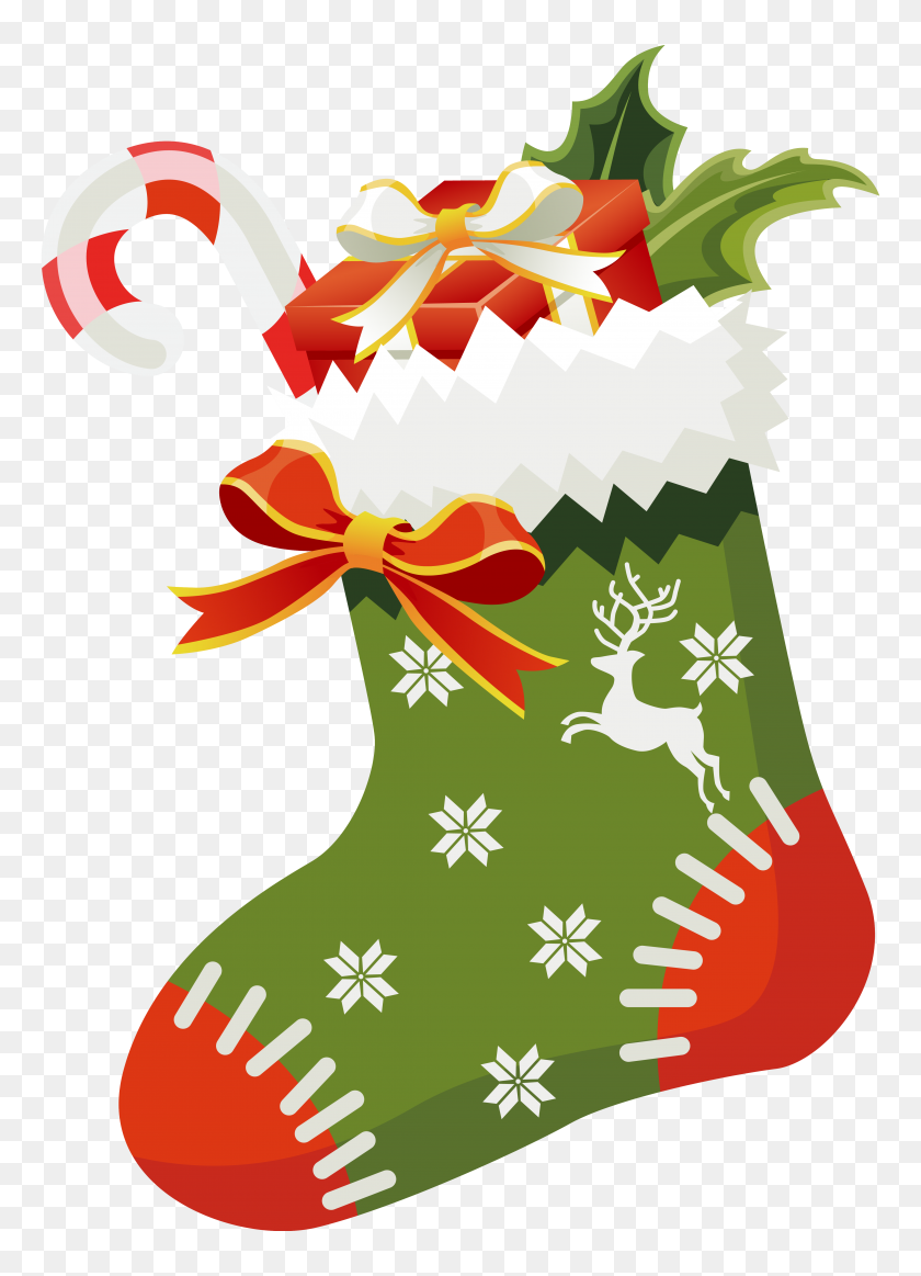 4394x6219 Christmas Green Stocking Png Clipart - Stocking PNG