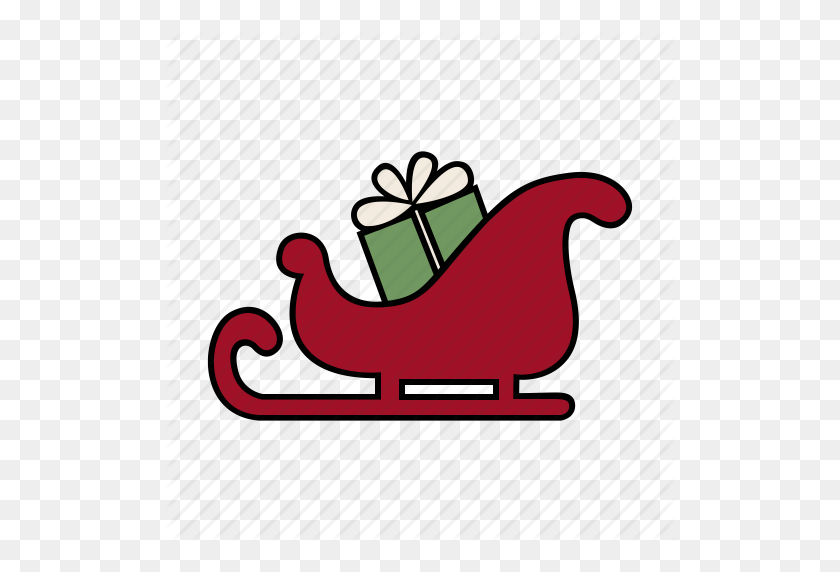 512x512 Christmas, Holiday, Ride, Santa, Sleigh, Transport, Xmas Icon - Santa Sleigh PNG