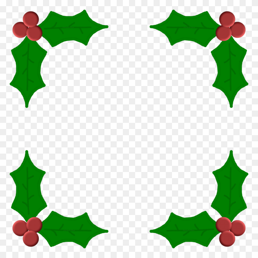 900x900 Christmas Holly Border Png, Christmas Png Frame With Ornaments - Holly Leaves PNG