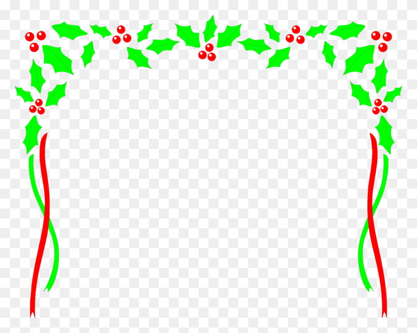 958x751 Christmas Holly Clip Art Borders Happy Holidays! - Holly Garland Clipart