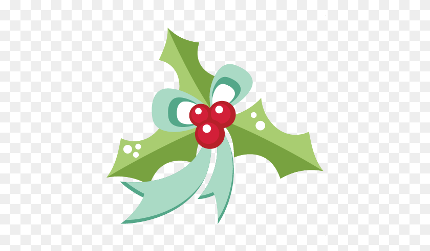 432x432 Christmas Holly With Ribbon Scrapbook Cute Clipart - Christmas Holly PNG