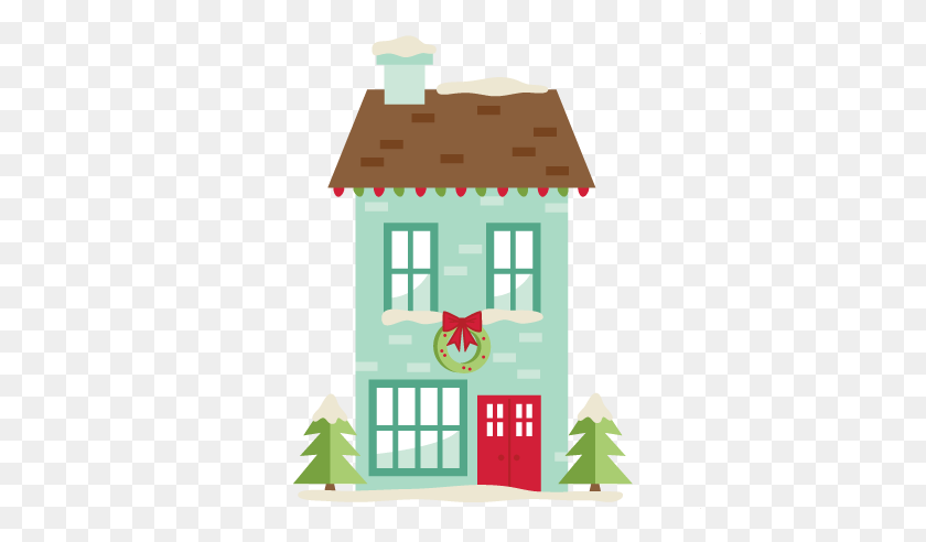432x432 Christmas House Scrapbook Cute Clipart - House PNG