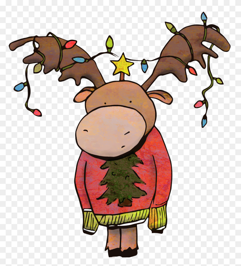 800x889 Christmas Moose Amanda Vacharat - Christmas Moose Clipart