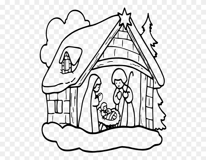 516x595 Christmas Nativity Clipart Black And White Free - Nativity Clipart Black And White