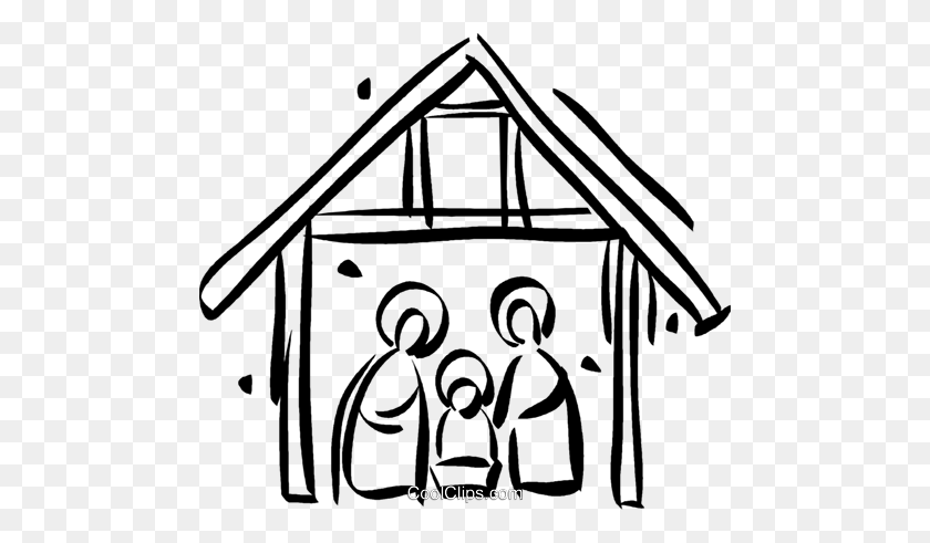 480x431 Christmas Nativity Scene Royalty Free Vector Clip Art Illustration - Nativity Clip Art Free