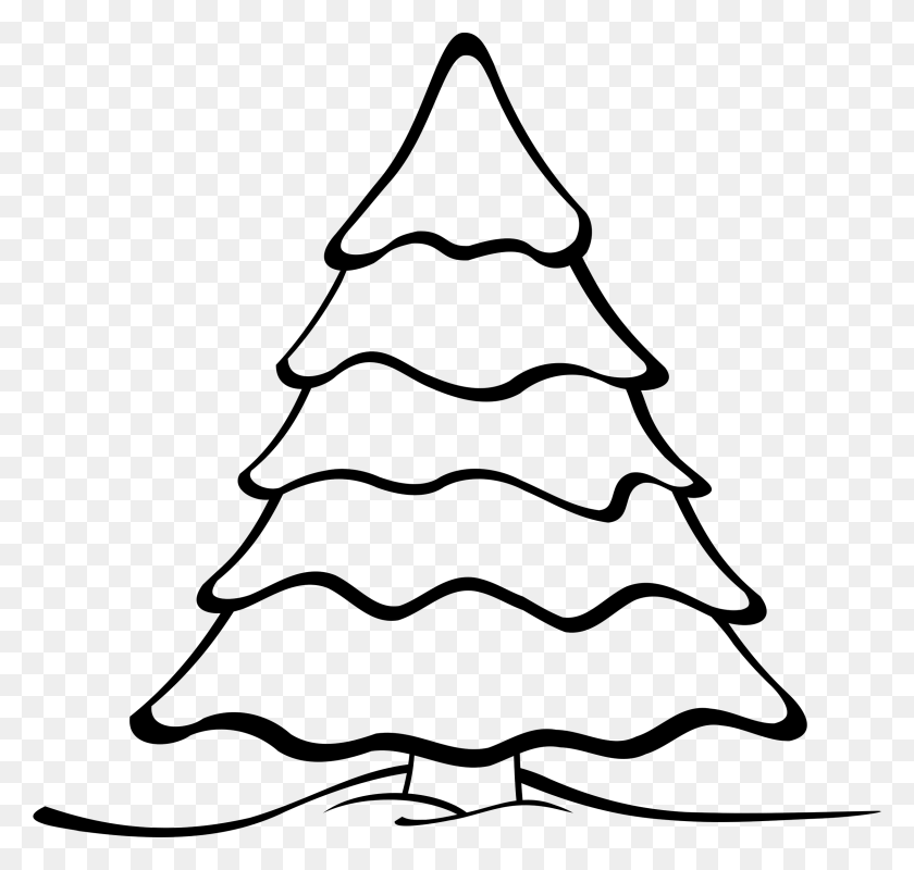 2400x2278 Christmas Ornament Black And White Black And White Christmas Tree - Outline Clipart