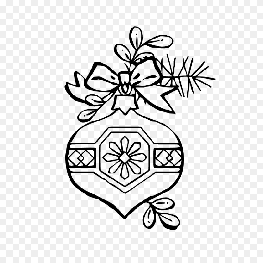 800x800 Рождественские Украшения Клипарт Линии Искусства - Орнамент Клипарт Черный И Белый