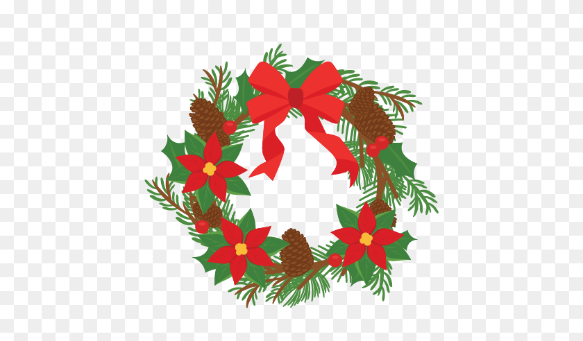 432x432 Christmas Pine Wreath Clipart - Rustic Christmas Clipart