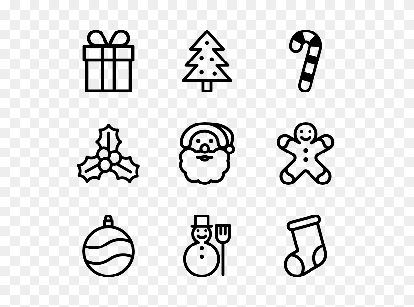 600x564 Christmas Png Black - Village Clipart Black And White