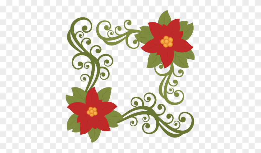 432x432 Christmas Poinsettia Flower Scrapbook Clip Art Christmas Cut Outs - Corner Flourish Clipart