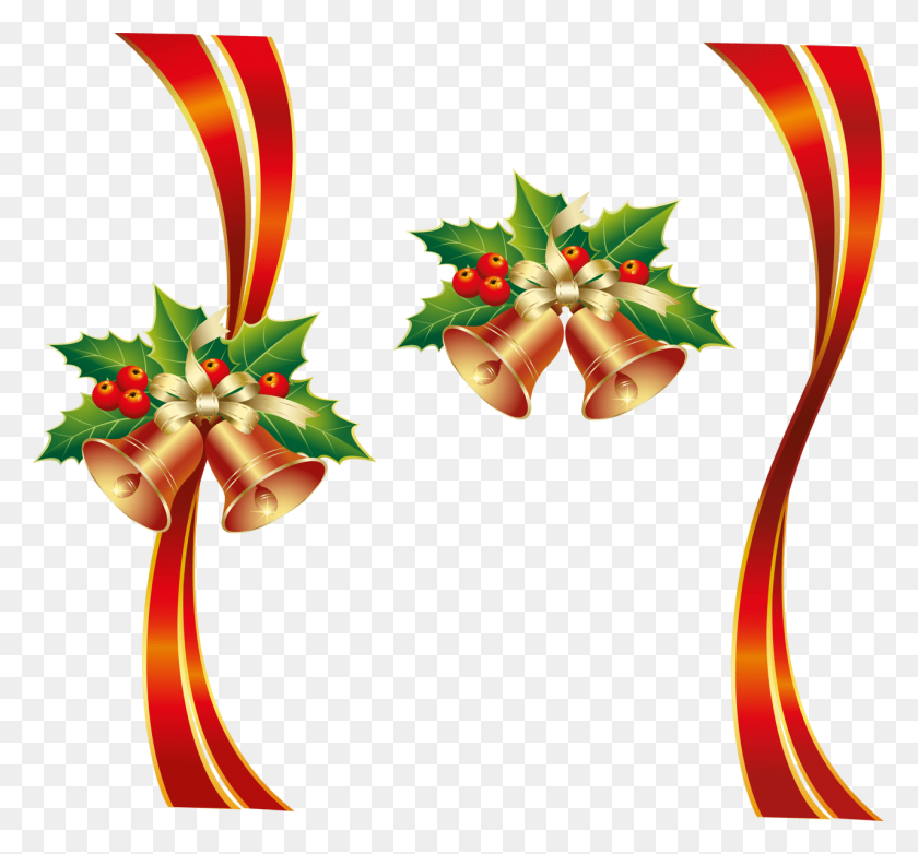 1280x1186 Christmas Ribbon Png Bells - Christmas Ribbon PNG