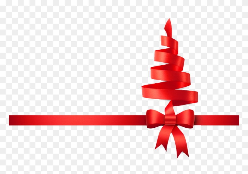 841x571 Christmas Ribbon Tree Png Vector, Clipart - Xmas Tree PNG