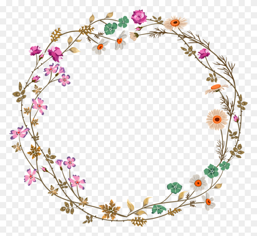 800x730 Christmas Round Border Png - Flower Circle Clipart